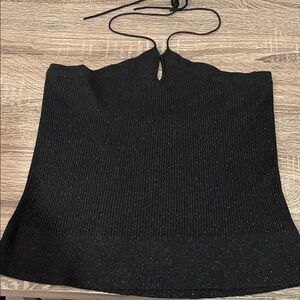 Esprit Black Shimmer Knit Halter Top NWOT retail $39